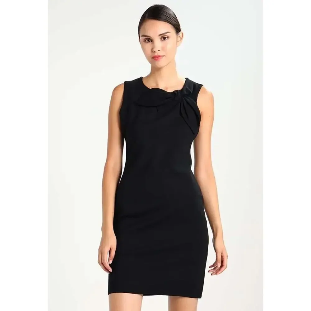 Banana Republic Neck Bow Ponte Sheath Dress Navy Blue